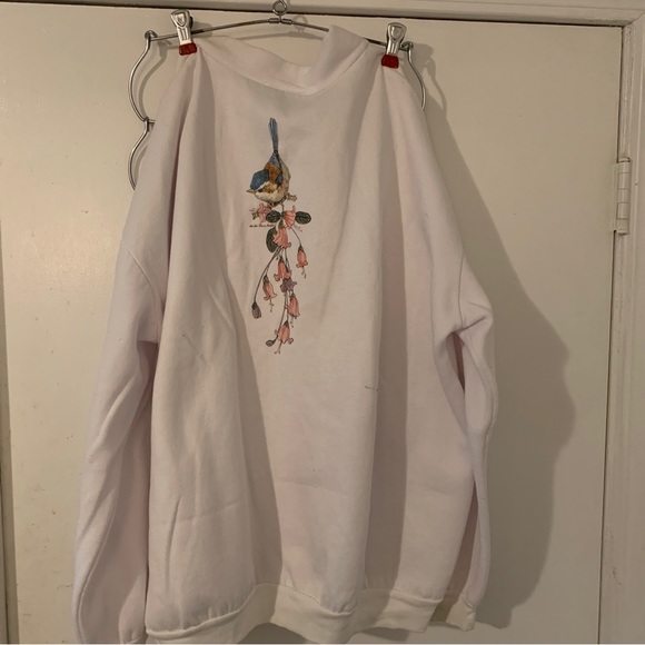 Angderson White Bird Art Sweater size L. Button Down Cardigan - Picture 8 of 9